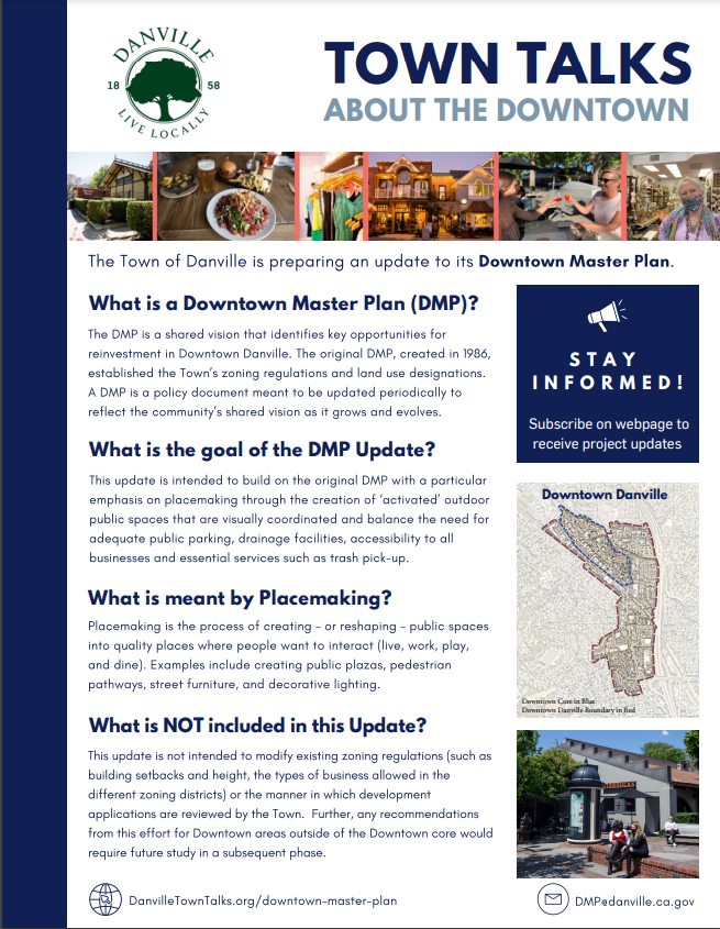 Danville CA Downtown Master Plan Fact Sheet Page 1